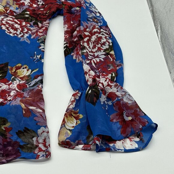 Elie Tahari Size XS Spring Blossom Print Sheer Chiffon Long Sleeve Blouse NWT - Picture 2 of 11